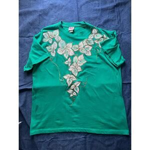 R&M Richards by Karen Kwong Celestial Green Blouse with Shoulder Pads